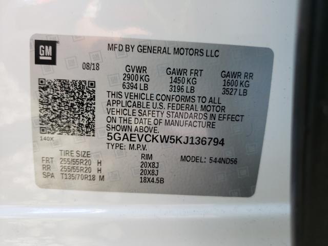 Photo 9 VIN: 5GAEVCKW5KJ136794 - BUICK ENCLAVE AV 