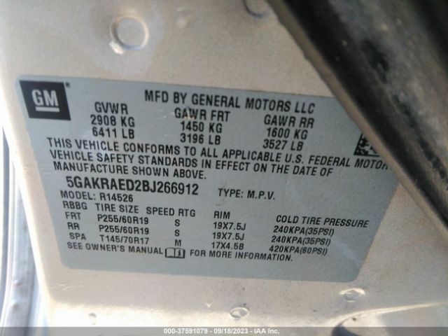 Photo 8 VIN: 5GAKRAED2BJ266912 - BUICK ENCLAVE 