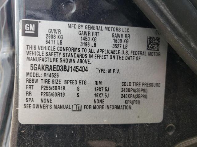 Photo 9 VIN: 5GAKRAED3BJ145404 - BUICK ENCLAVE 