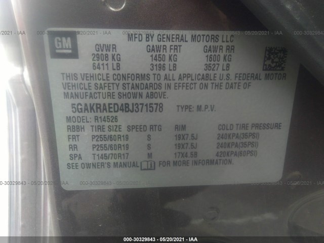 Photo 8 VIN: 5GAKRAED4BJ371578 - BUICK ENCLAVE 