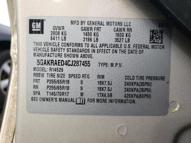 Photo 9 VIN: 5GAKRAED4CJ287455 - BUICK ENCLAVE 