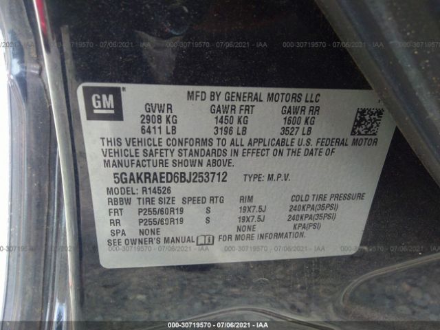 Photo 8 VIN: 5GAKRAED6BJ253712 - BUICK ENCLAVE 