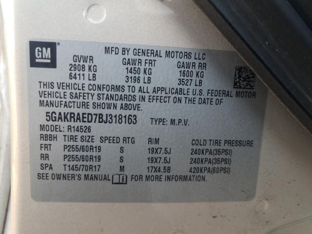 Photo 9 VIN: 5GAKRAED7BJ318163 - BUICK ENCLAVE CX 