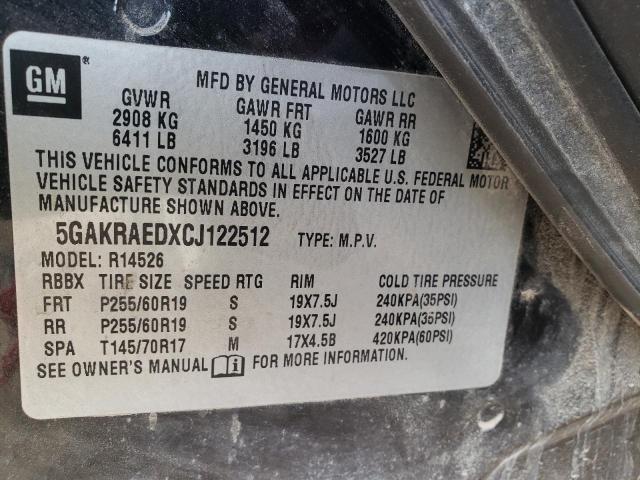 Photo 9 VIN: 5GAKRAEDXCJ122512 - BUICK ENCLAVE 