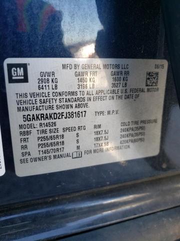 Photo 12 VIN: 5GAKRAKD2FJ381617 - BUICK ENCLAVE 