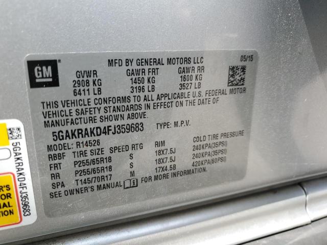 Photo 12 VIN: 5GAKRAKD4FJ359683 - BUICK ENCLAVE 