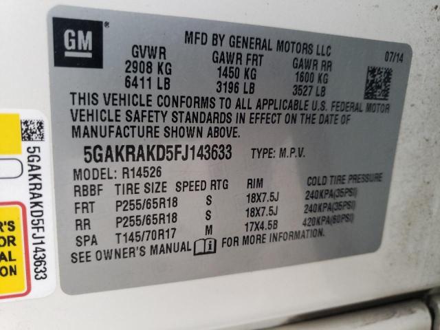 Photo 12 VIN: 5GAKRAKD5FJ143633 - BUICK ENCLAVE 