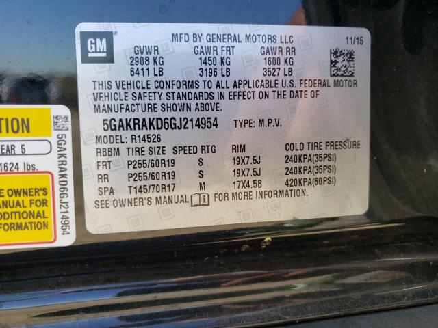 Photo 12 VIN: 5GAKRAKD6GJ214954 - BUICK ENCLAVE 