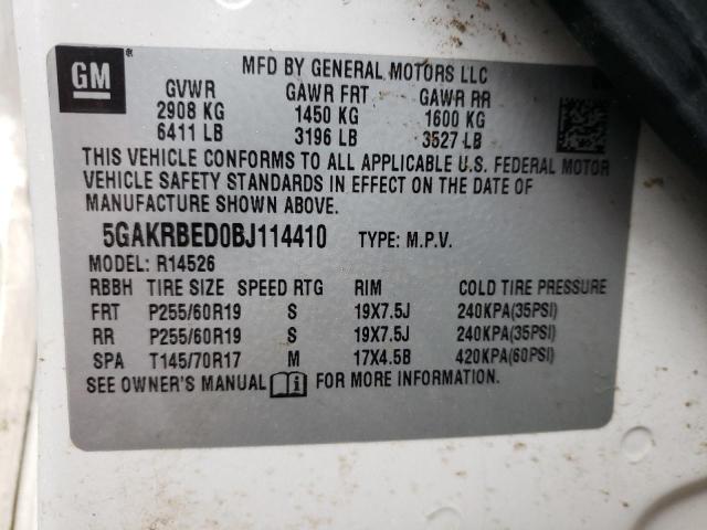 Photo 12 VIN: 5GAKRBED0BJ114410 - BUICK ENCLAVE CX 