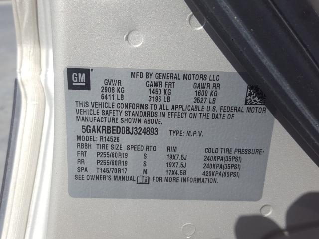 Photo 9 VIN: 5GAKRBED0BJ324893 - BUICK ENCLAVE CX 