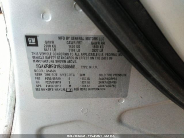 Photo 8 VIN: 5GAKRBED1BJ300568 - BUICK ENCLAVE 