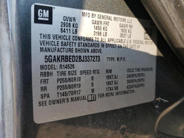 Photo 12 VIN: 5GAKRBED2BJ337273 - BUICK ENCLAVE CX 