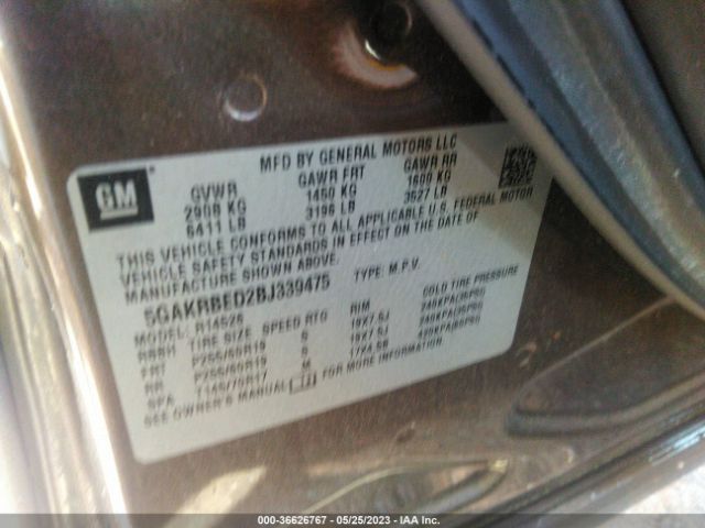 Photo 8 VIN: 5GAKRBED2BJ339475 - BUICK ENCLAVE 