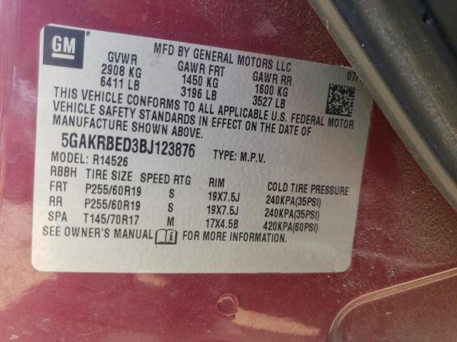 Photo 12 VIN: 5GAKRBED3BJ123876 - BUICK ENCLAVE CX 