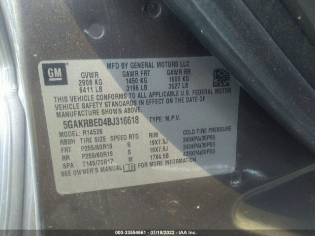 Photo 8 VIN: 5GAKRBED4BJ316618 - BUICK ENCLAVE 