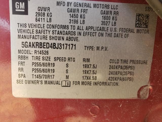 Photo 9 VIN: 5GAKRBED4BJ317171 - BUICK ENCLAVE CX 