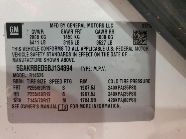 Photo 12 VIN: 5GAKRBED5BJ134894 - BUICK ENCLAVE CX 