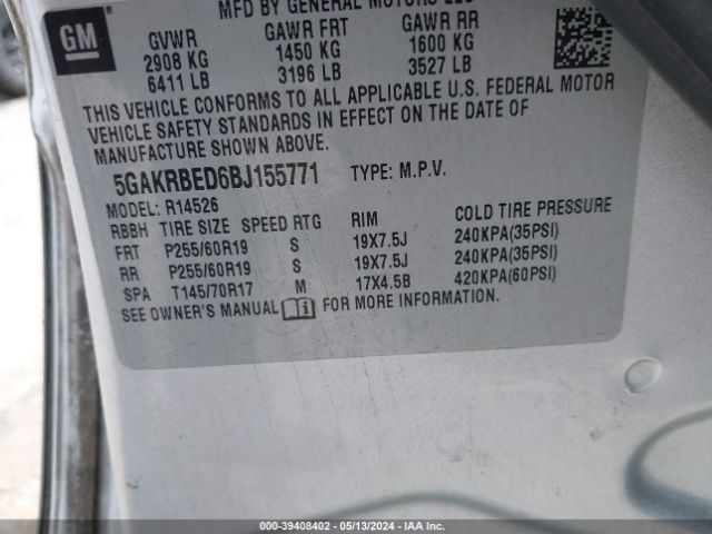 Photo 8 VIN: 5GAKRBED6BJ155771 - BUICK ENCLAVE 