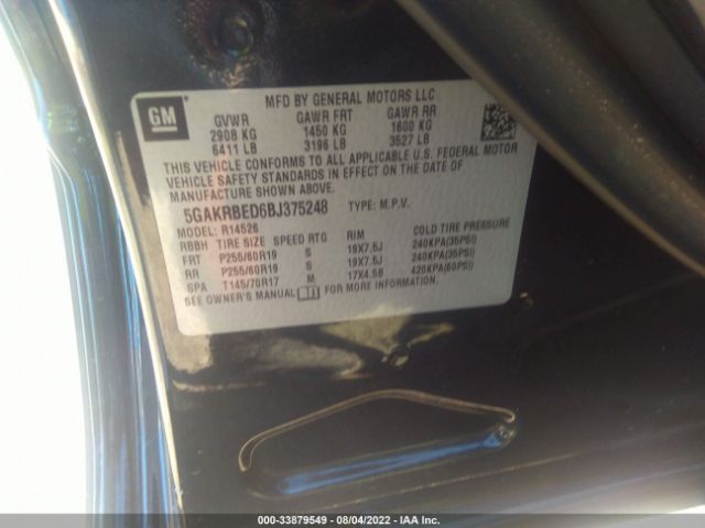 Photo 8 VIN: 5GAKRBED6BJ375248 - BUICK ENCLAVE 