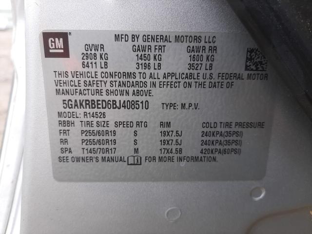 Photo 9 VIN: 5GAKRBED6BJ408510 - BUICK ENCLAVE CX 