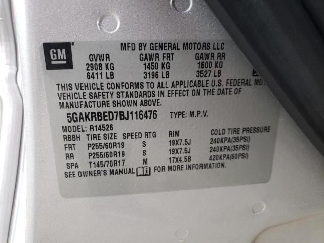 Photo 9 VIN: 5GAKRBED7BJ116476 - BUICK ENCLAVE CX 