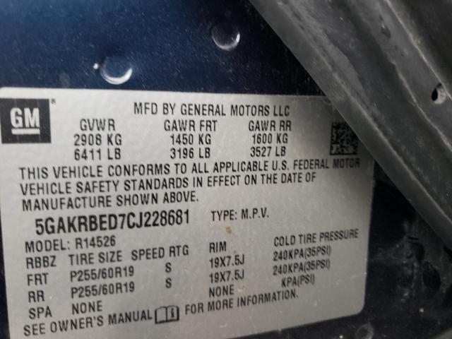 Photo 9 VIN: 5GAKRBED7CJ228681 - BUICK ENCLAVE 