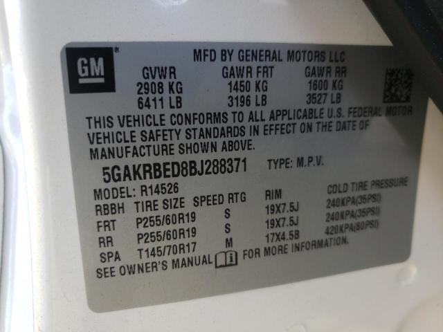 Photo 9 VIN: 5GAKRBED8BJ288371 - BUICK ENCLAVE CX 