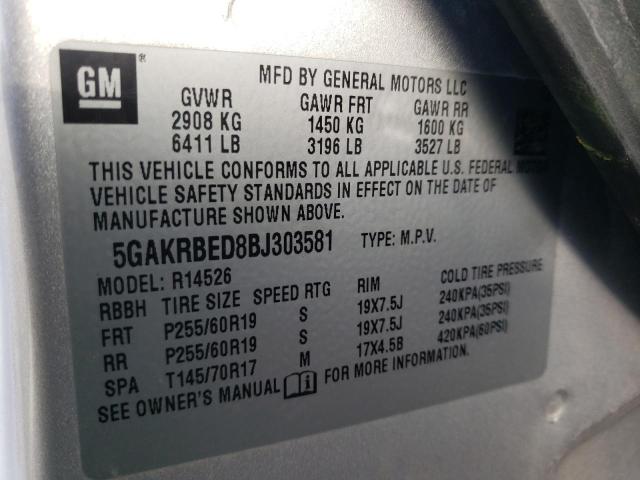 Photo 9 VIN: 5GAKRBED8BJ303581 - BUICK ENCLAVE CX 