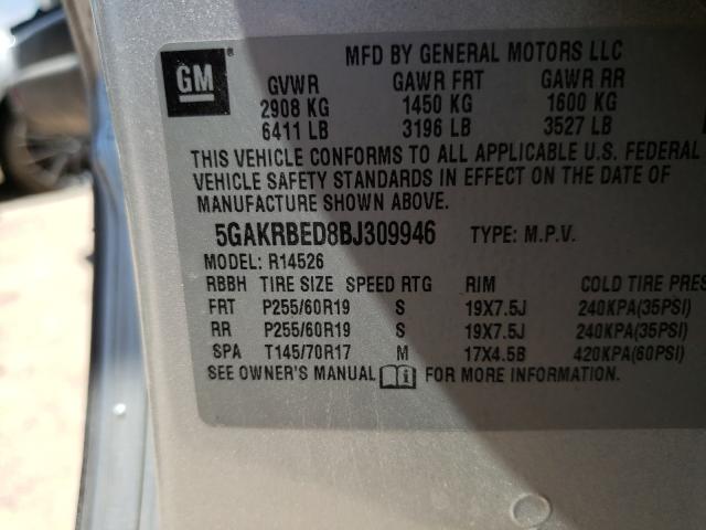 Photo 9 VIN: 5GAKRBED8BJ309946 - BUICK ENCLAVE CX 