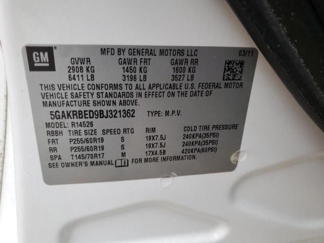 Photo 12 VIN: 5GAKRBED9BJ321362 - BUICK ENCLAVE CX 