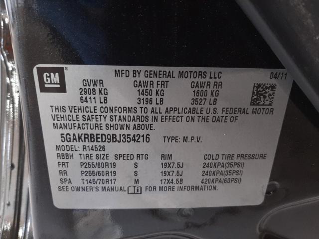 Photo 9 VIN: 5GAKRBED9BJ354216 - BUICK ENCLAVE CX 