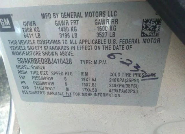 Photo 8 VIN: 5GAKRBED9BJ410428 - BUICK ENCLAVE 