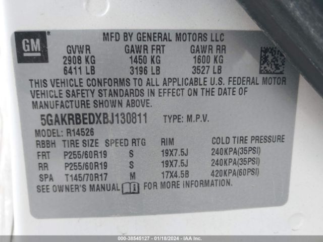 Photo 8 VIN: 5GAKRBEDXBJ130811 - BUICK ENCLAVE 