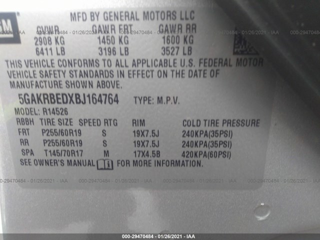 Photo 8 VIN: 5GAKRBEDXBJ164764 - BUICK ENCLAVE 