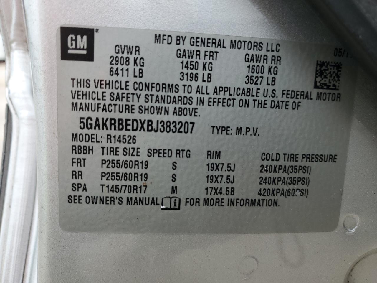 Photo 13 VIN: 5GAKRBEDXBJ383207 - BUICK ENCLAVE 