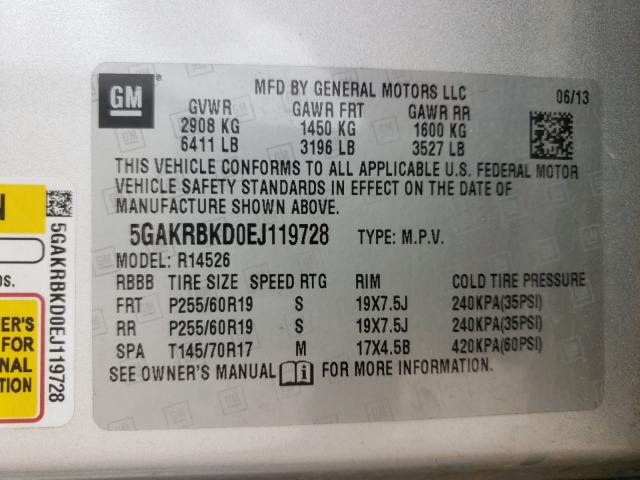 Photo 9 VIN: 5GAKRBKD0EJ119728 - BUICK ENCLAVE 