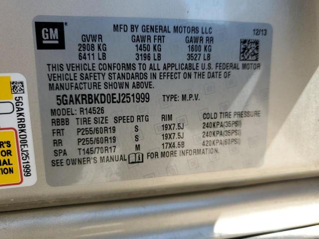 Photo 12 VIN: 5GAKRBKD0EJ251999 - BUICK ENCLAVE 