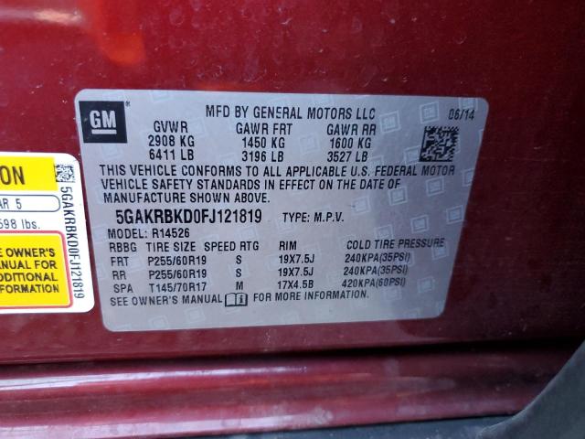 Photo 13 VIN: 5GAKRBKD0FJ121819 - BUICK ENCLAVE 