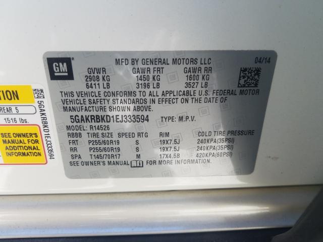 Photo 9 VIN: 5GAKRBKD1EJ333594 - BUICK ENCLAVE 