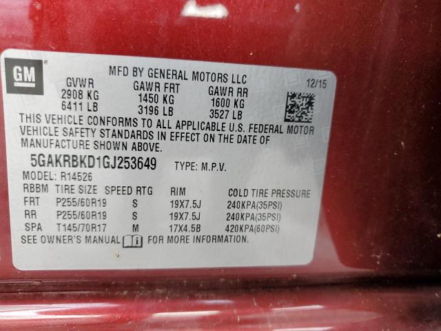 Photo 12 VIN: 5GAKRBKD1GJ253649 - BUICK ENCLAVE 