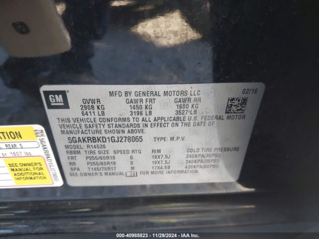 Photo 8 VIN: 5GAKRBKD1GJ278065 - BUICK ENCLAVE 