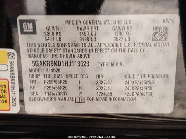 Photo 8 VIN: 5GAKRBKD1HJ113523 - BUICK ENCLAVE 