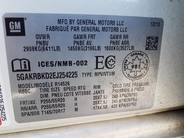 Photo 8 VIN: 5GAKRBKD2EJ254225 - BUICK ENCLAVE 