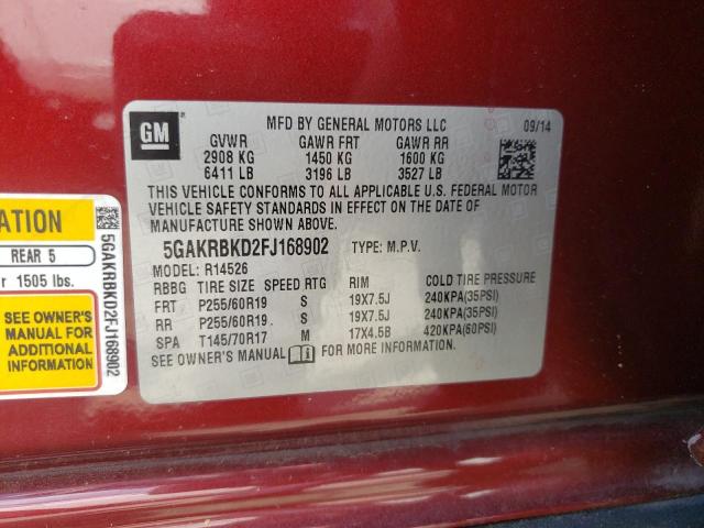 Photo 9 VIN: 5GAKRBKD2FJ168902 - BUICK ENCLAVE 