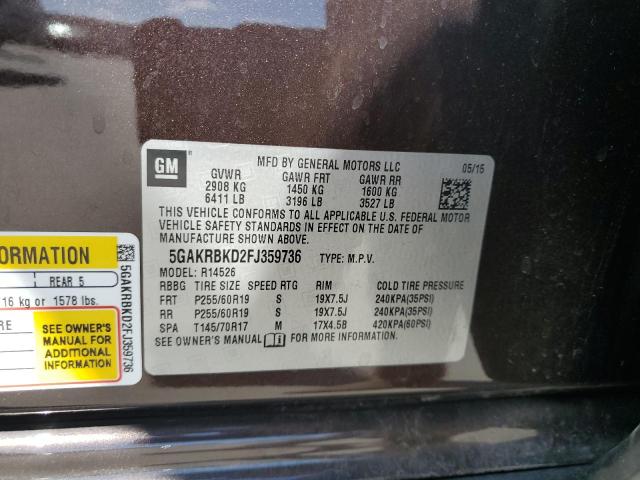 Photo 12 VIN: 5GAKRBKD2FJ359736 - BUICK ENCLAVE 