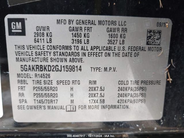 Photo 8 VIN: 5GAKRBKD2GJ159814 - BUICK ENCLAVE 