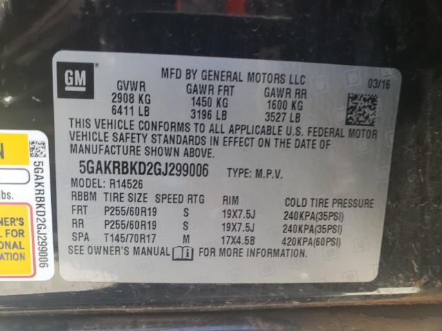 Photo 9 VIN: 5GAKRBKD2GJ299006 - BUICK ENCLAVE 