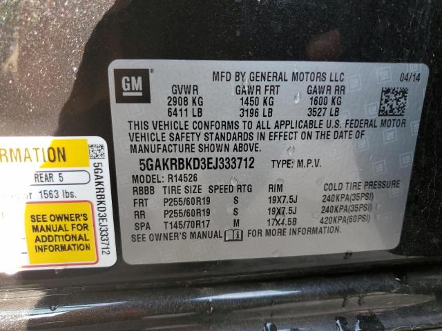 Photo 13 VIN: 5GAKRBKD3EJ333712 - BUICK ENCLAVE 