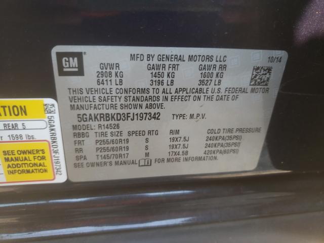 Photo 9 VIN: 5GAKRBKD3FJ197342 - BUICK ENCLAVE 