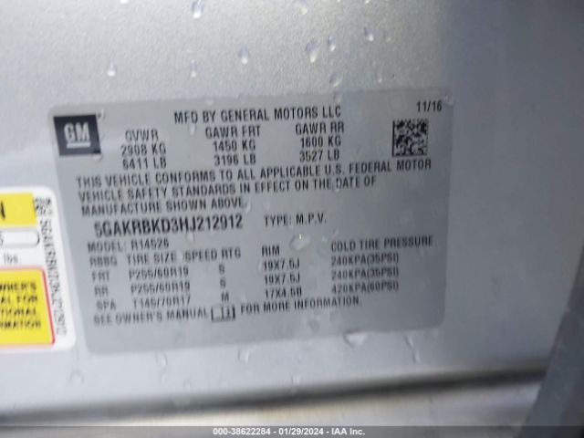 Photo 8 VIN: 5GAKRBKD3HJ212912 - BUICK ENCLAVE 